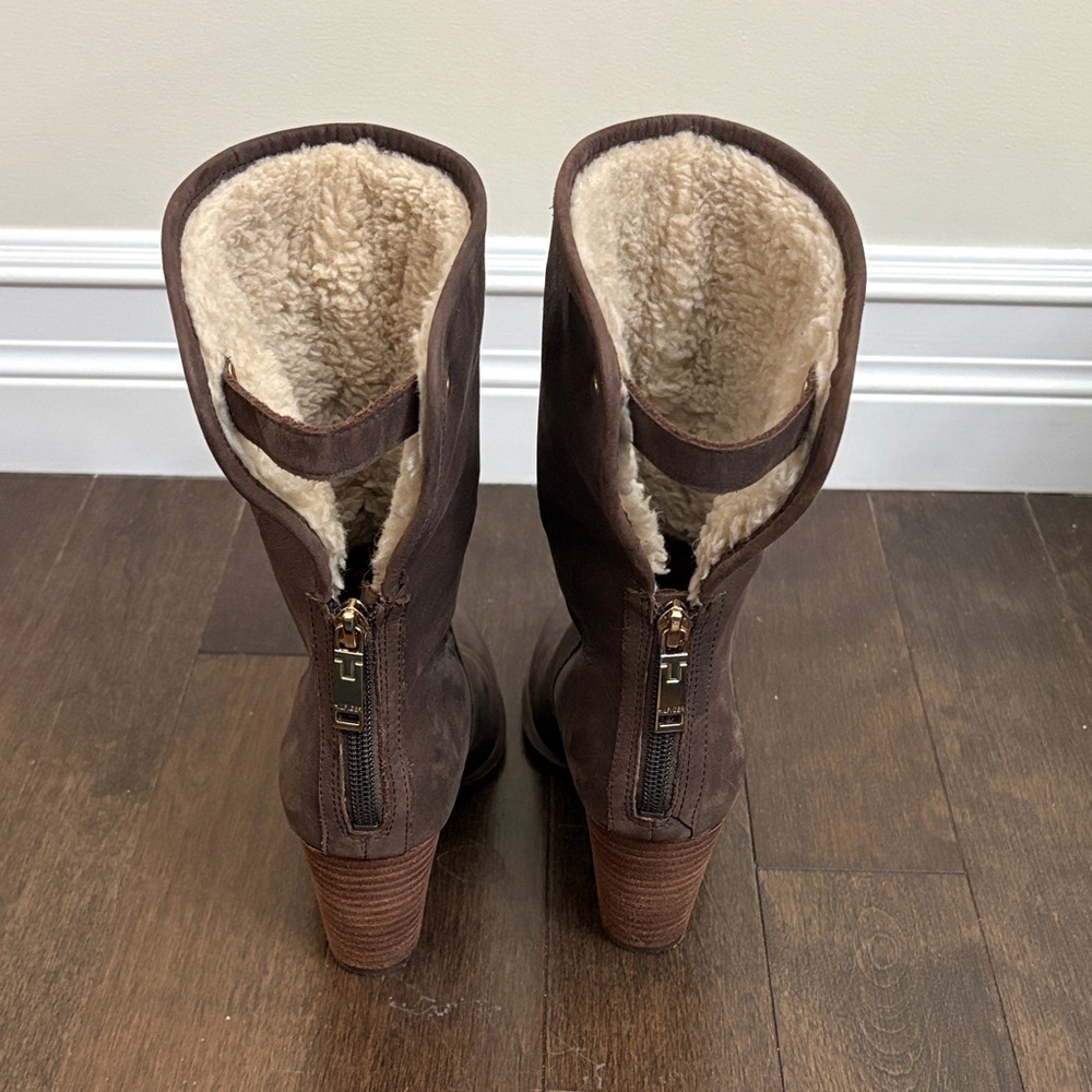 Tommy Hilfiger Brown Cuffed Heeled Boots - Picture 9 of 10